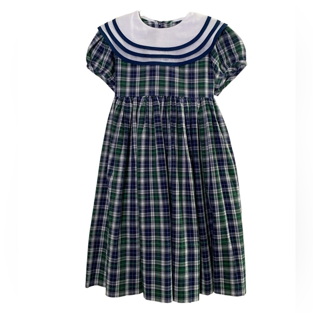 Mon's Child‎ Retro Girl's Blue Tartan Plaid Dress